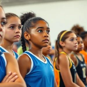 Young female athletes expressing concern about sports policies