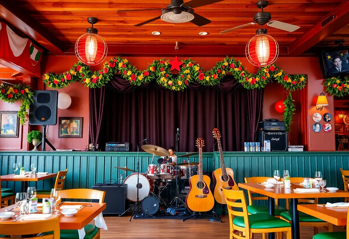 A cozy setting in an Italian restaurant for a musical tribute event.