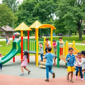 Children playing in the new Tony Lam Playground in Westminster
