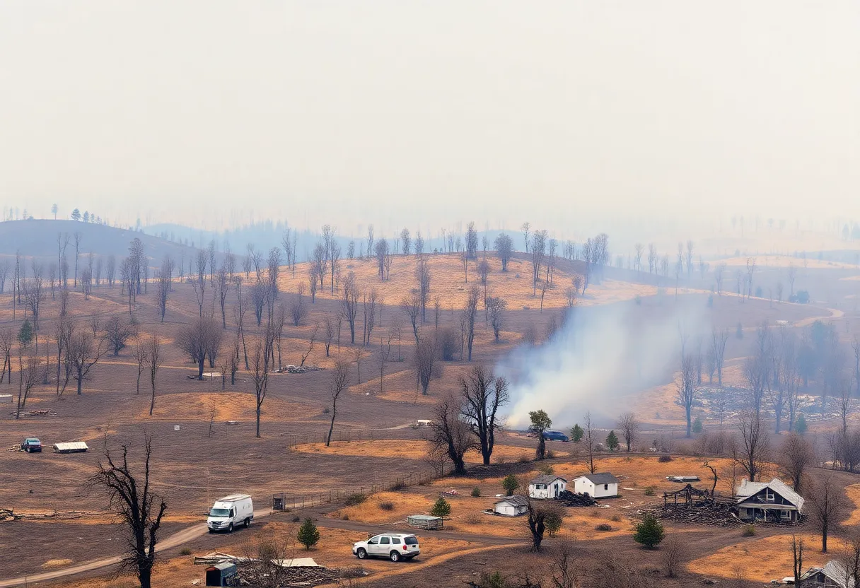 Burned landscape in California after wildfires