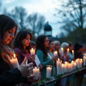 Vigil candles representing a community standing against domestic violence