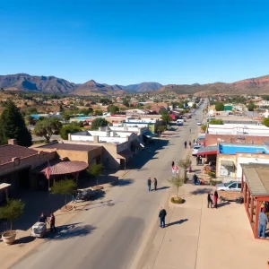 Scene of Julian, California with residents outside after an earthquake.
