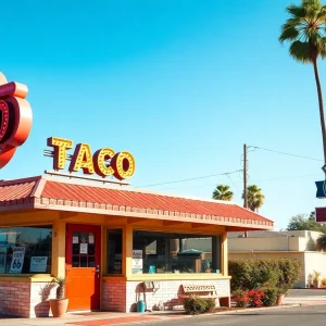 Exterior view of Fuzzy's Taco Shop in Barstow, California