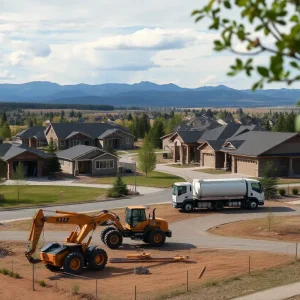 Housing development construction site in Missoula, Montana.