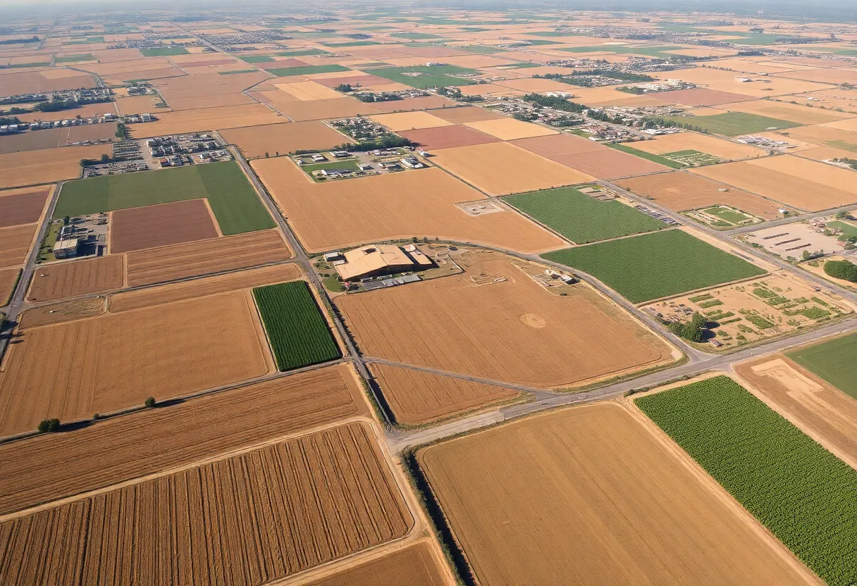 Vast agricultural fields in California affected by economic challenges due to tariffs