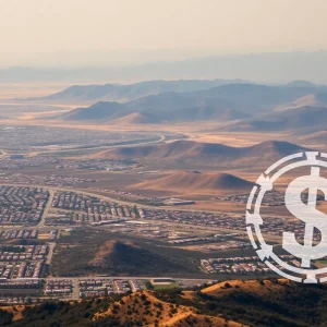 California landscape affected by economic challenges and wildfires.