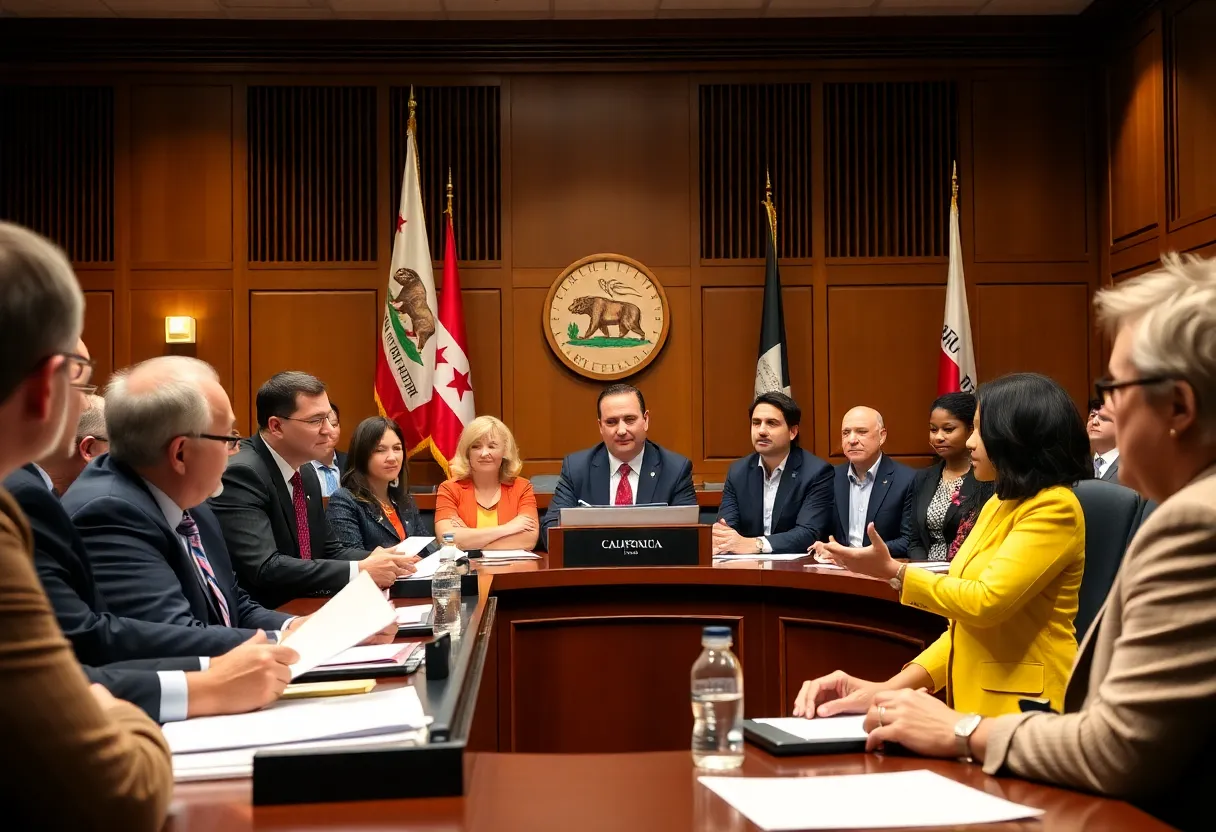 Meeting discussing California's budget proposal with diverse attendees