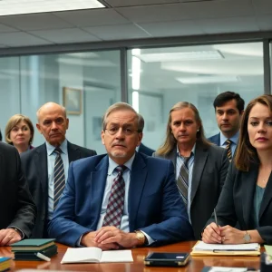 State workers discussing budget implications in an office