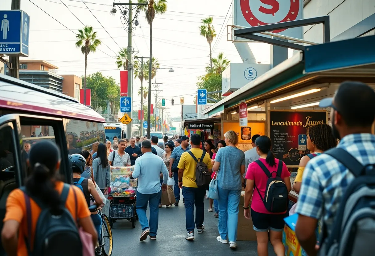 A collage of California's transportation and food industries showcasing local businesses.