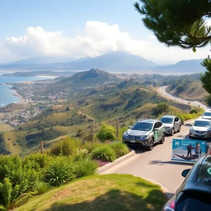 Electric vehicles amidst California's natural landscapes