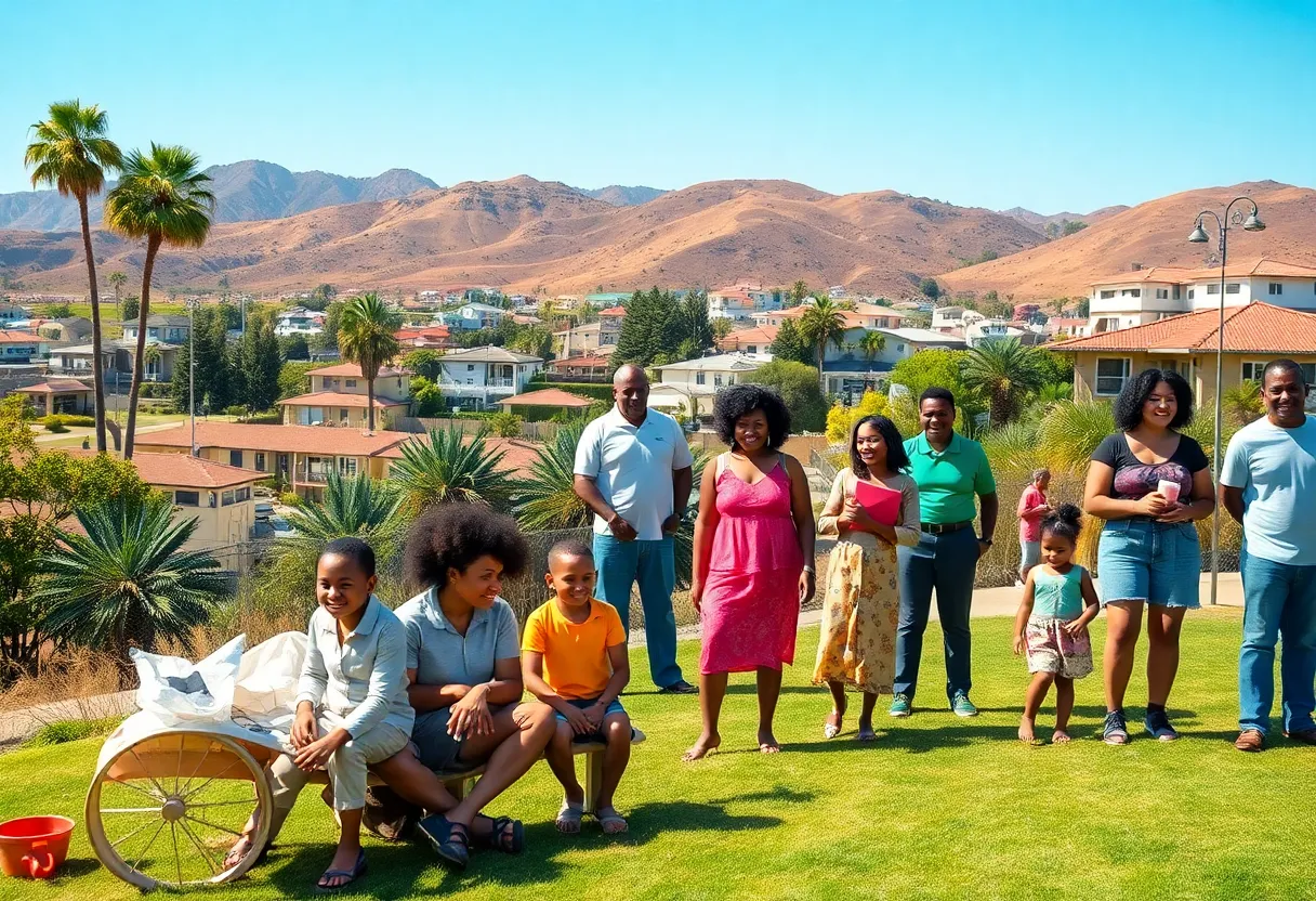 Diverse families engaging in outdoor activities in California