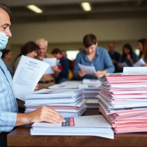 Voters preparing mail-in ballots in California