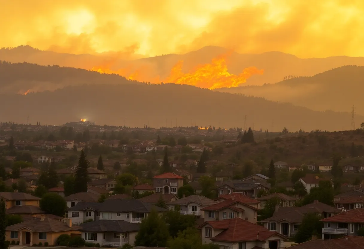 California suburban neighborhood affected by wildfires