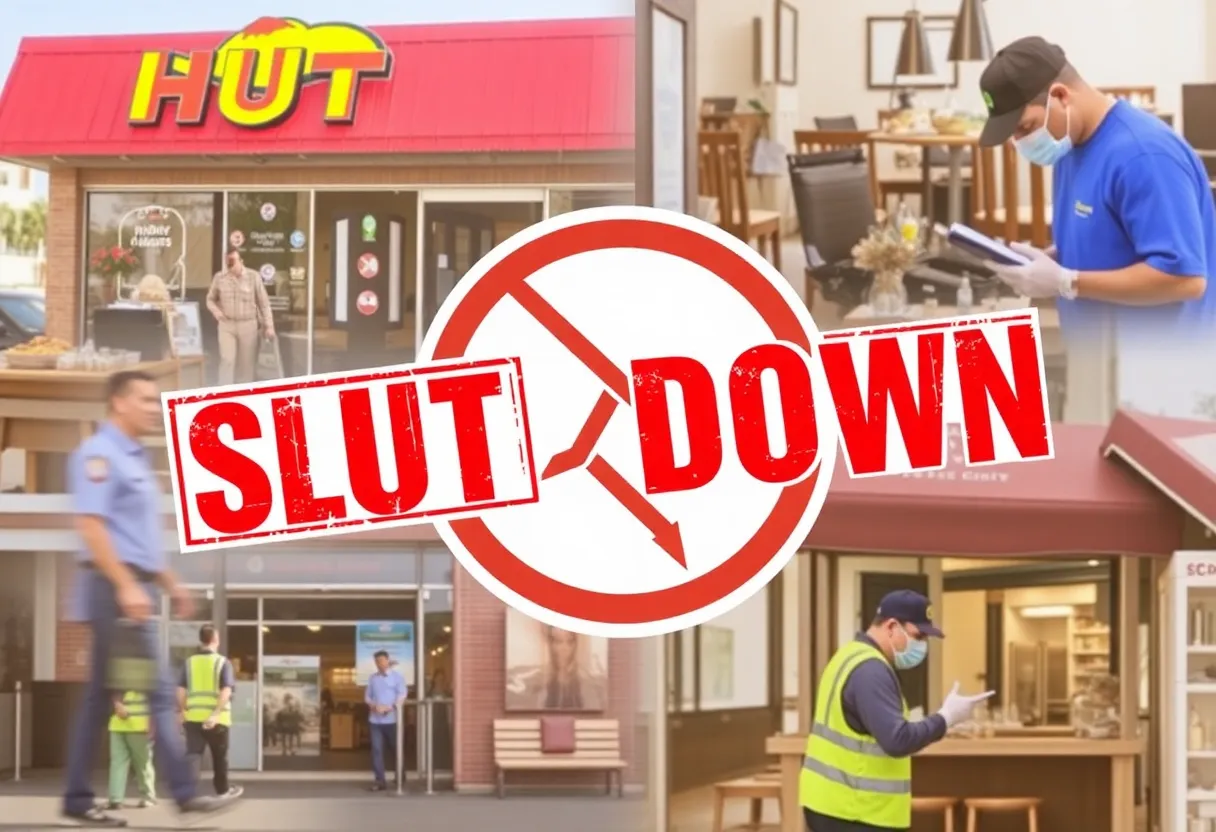 Image depicting several closed restaurant signs in Orange County.