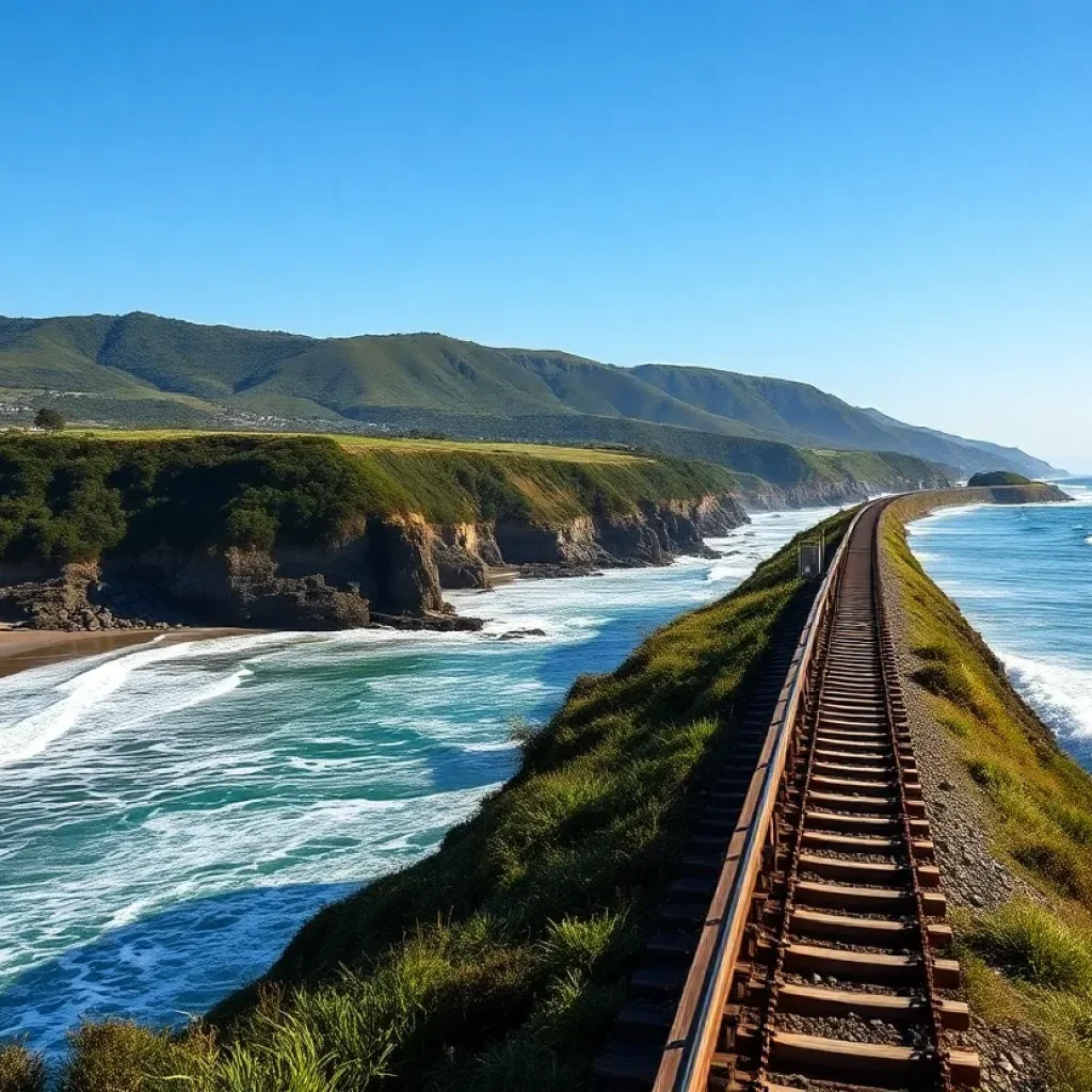 Scenic view of the coastal rail line in California