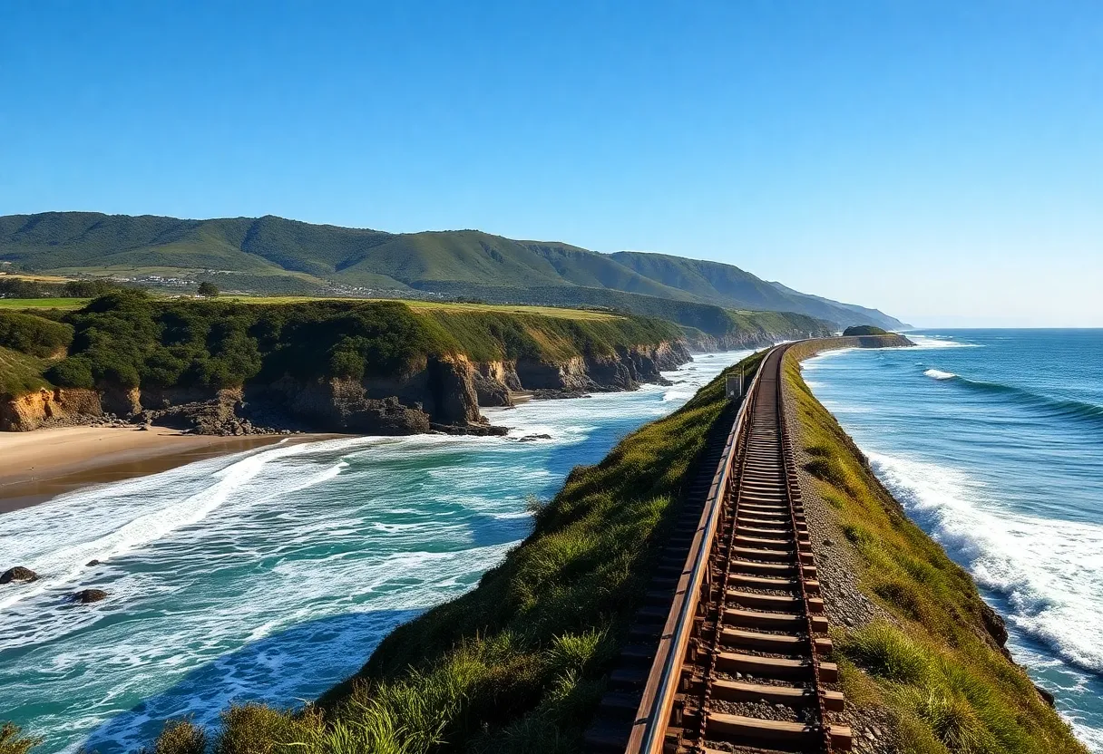Scenic view of the coastal rail line in California