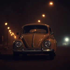 Vintage car parked on a dimly lit street, symbolizing a cold case investigation.