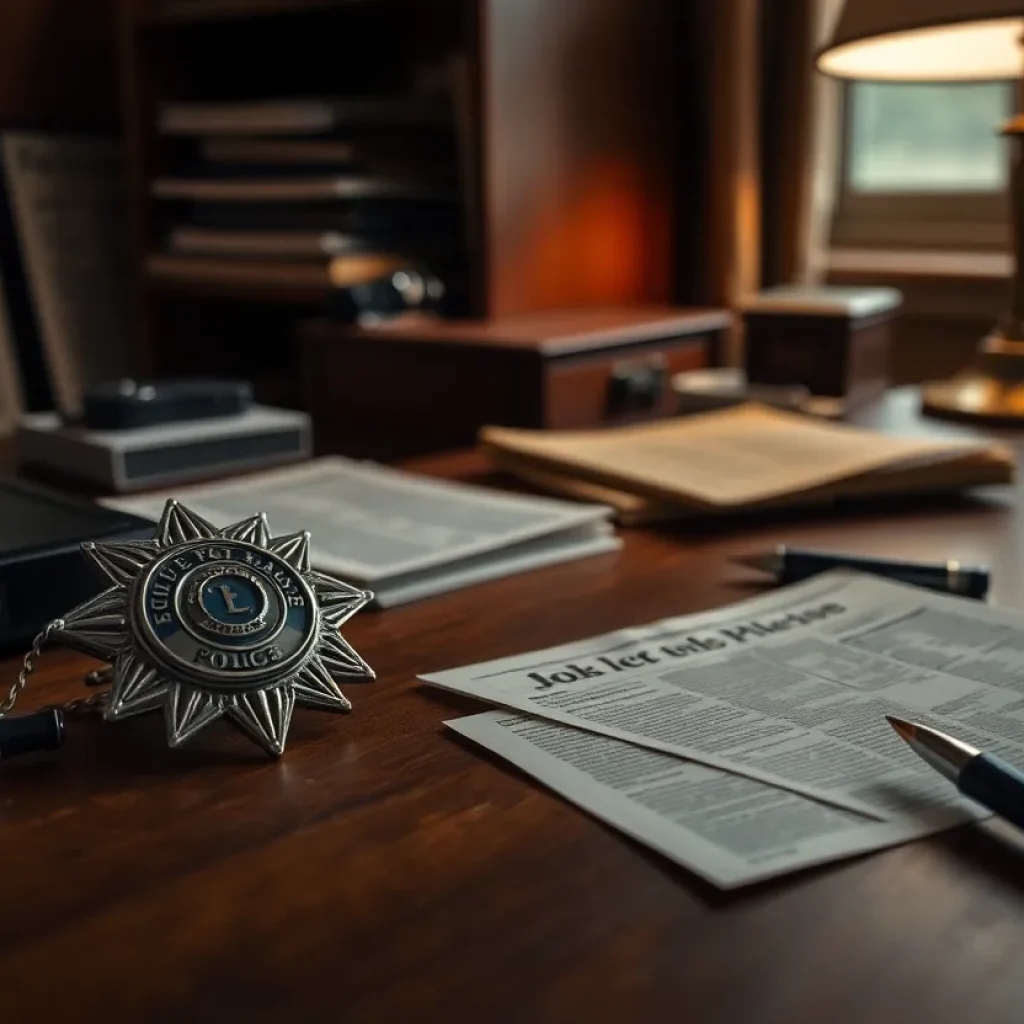 1970s cold case investigation theme with newspapers and police badge.