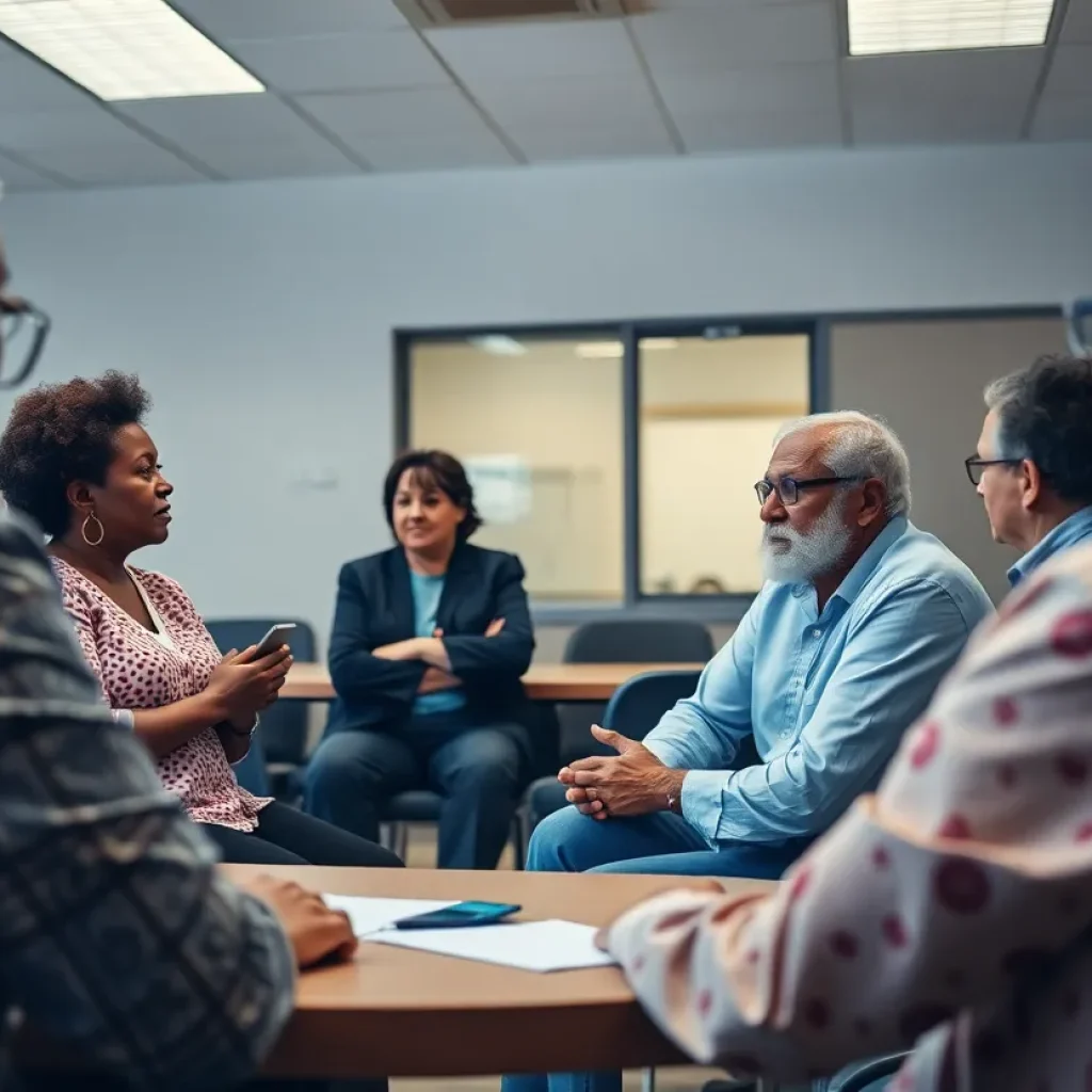 Concerned citizens discussing healthcare needs in Orange County