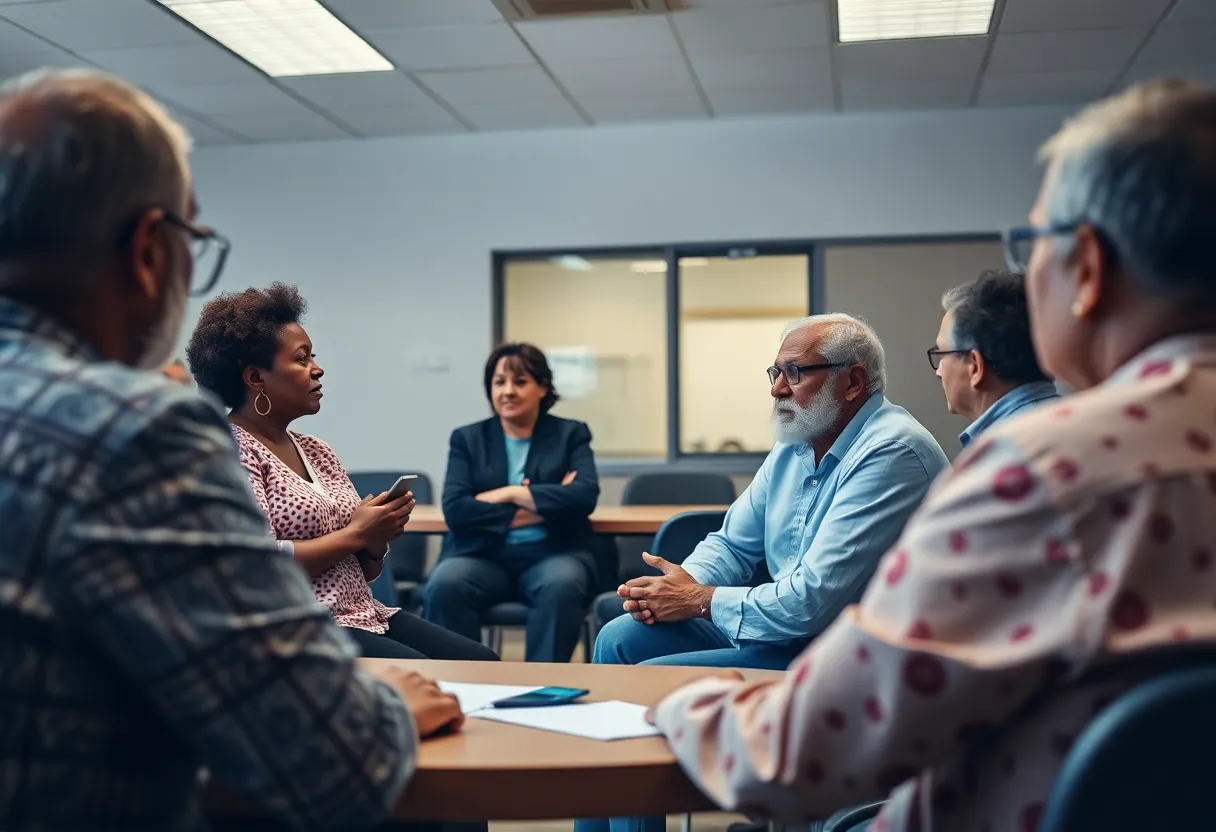 Concerned citizens discussing healthcare needs in Orange County