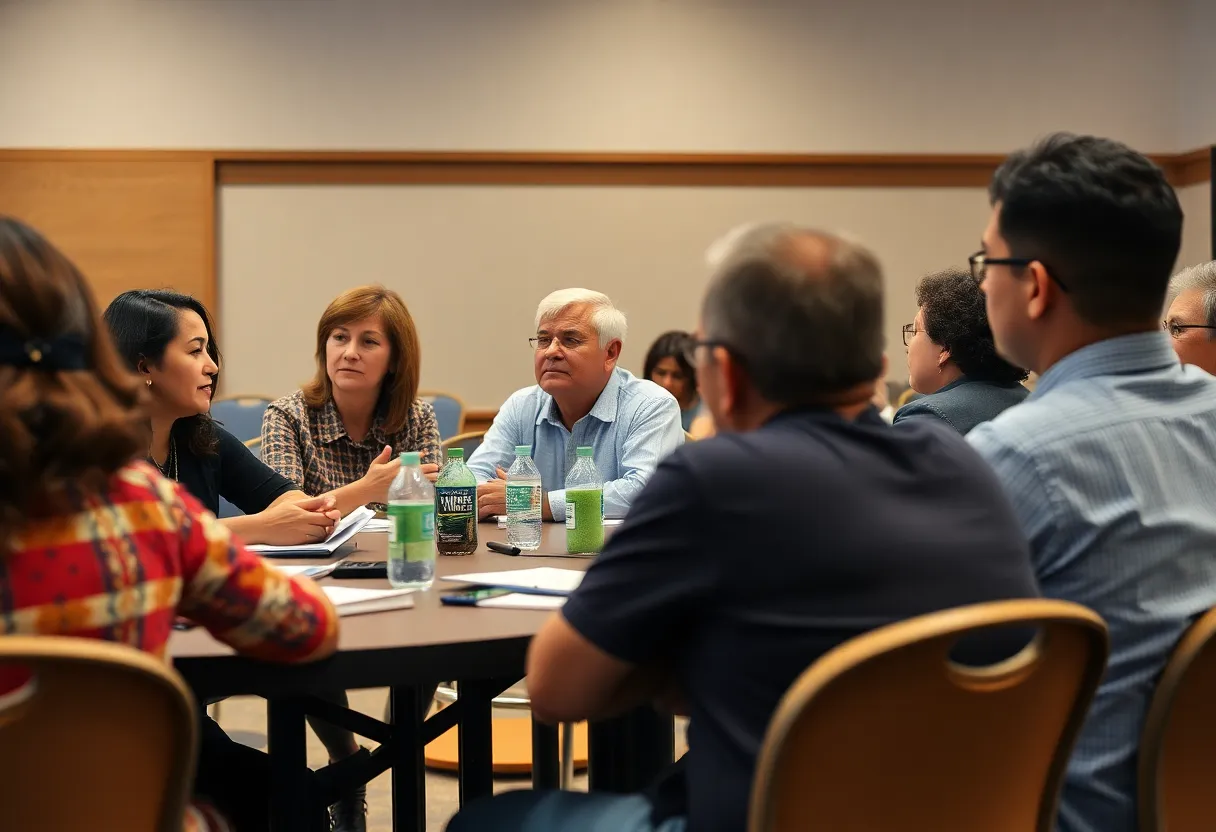 Residents of Huntington Beach engaged in a community meeting discussing local governance.