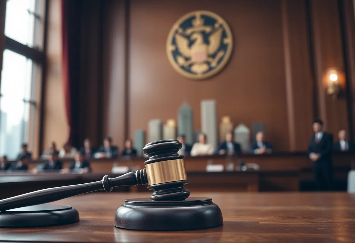 Courtroom scene emphasizing justice and accountability