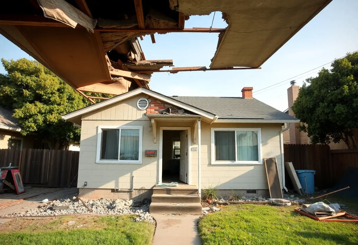 A dilapidated single-family home in Orange, California with extensive renovation needs.