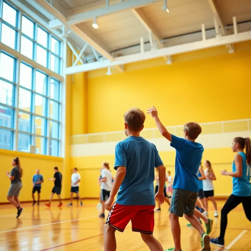Interior view of the Freed Center gym at Vanguard University