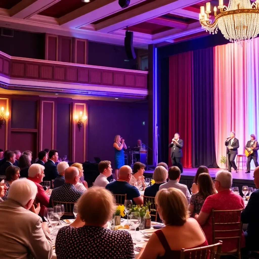 Audience enjoying a theater gala performance of Something Rotten at Rose Center Theater.