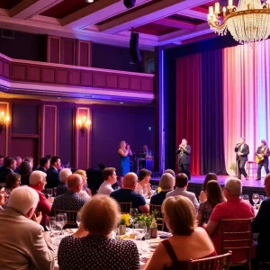 Audience enjoying a theater gala performance of Something Rotten at Rose Center Theater.