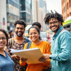 Community members collaborating for transportation development