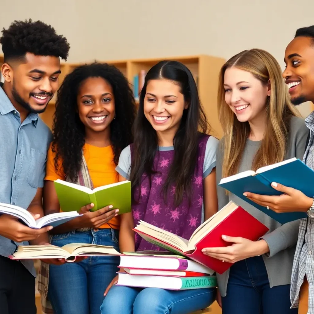 Young adults in a supportive academic environment