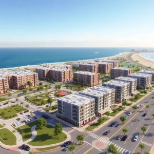 Conceptual image of a mixed-use development in Huntington Beach