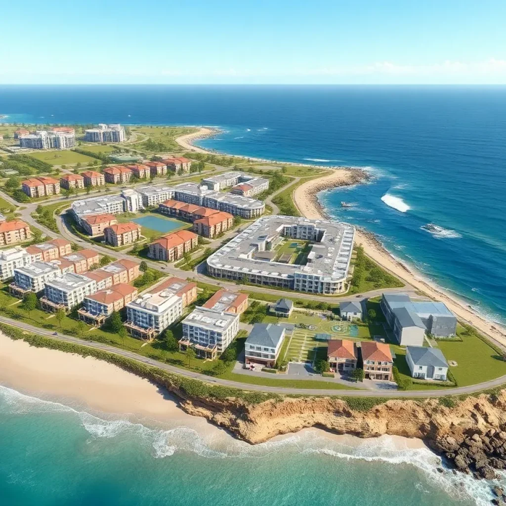 Artist's impression of a hotel-retail village in Huntington Beach