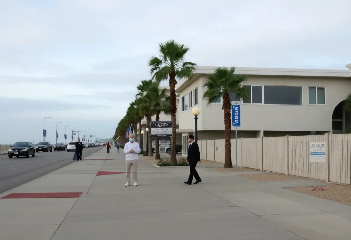 Somber Huntington Beach coastal view after a tragic murder incident