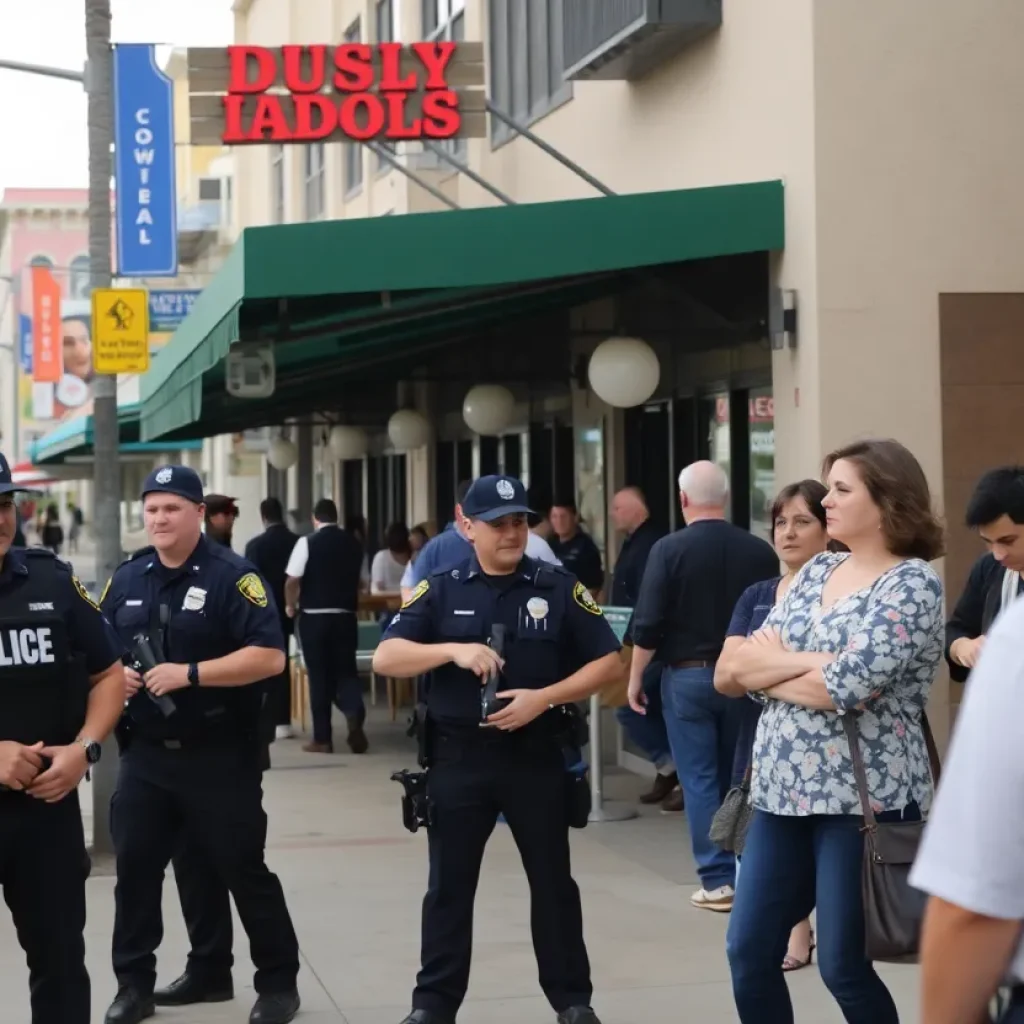Police presence outside a restaurant in Huntington Beach