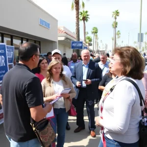 A community gathering in Huntington Beach discussing local politics