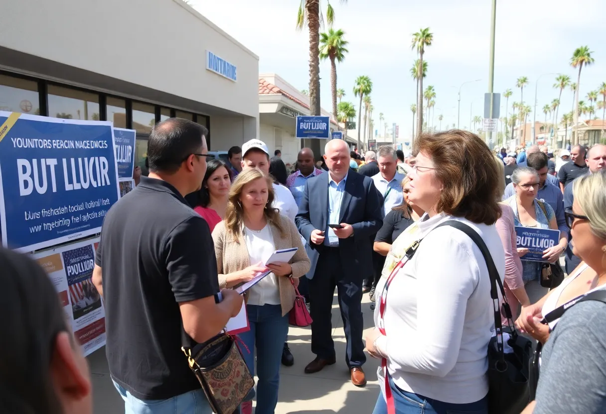 A community gathering in Huntington Beach discussing local politics