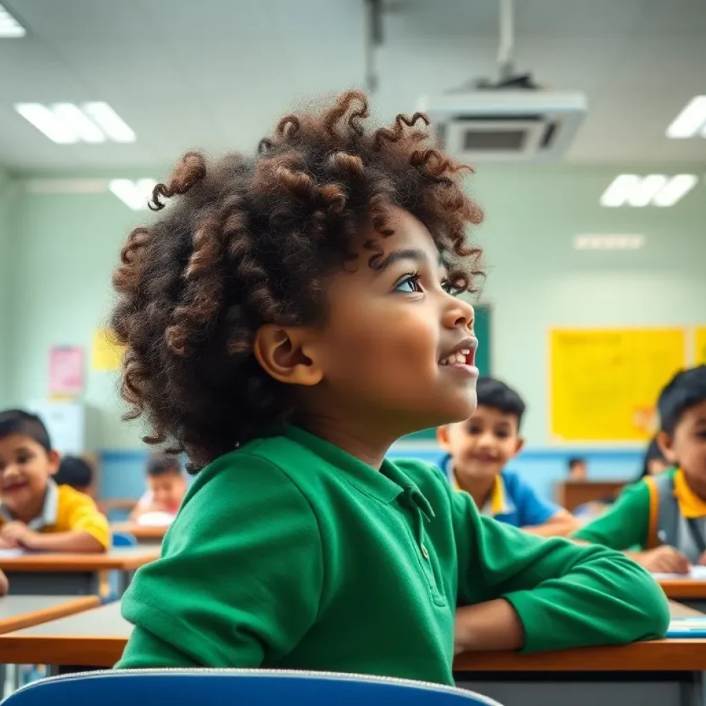 Classroom with modern HVAC systems promoting clean air