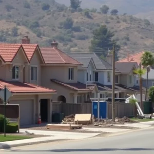 Construction work in a Los Angeles neighborhood post-wildfire