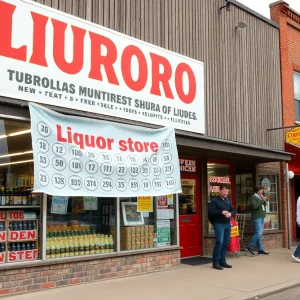 Celebration for a lottery win at a local liquor store
