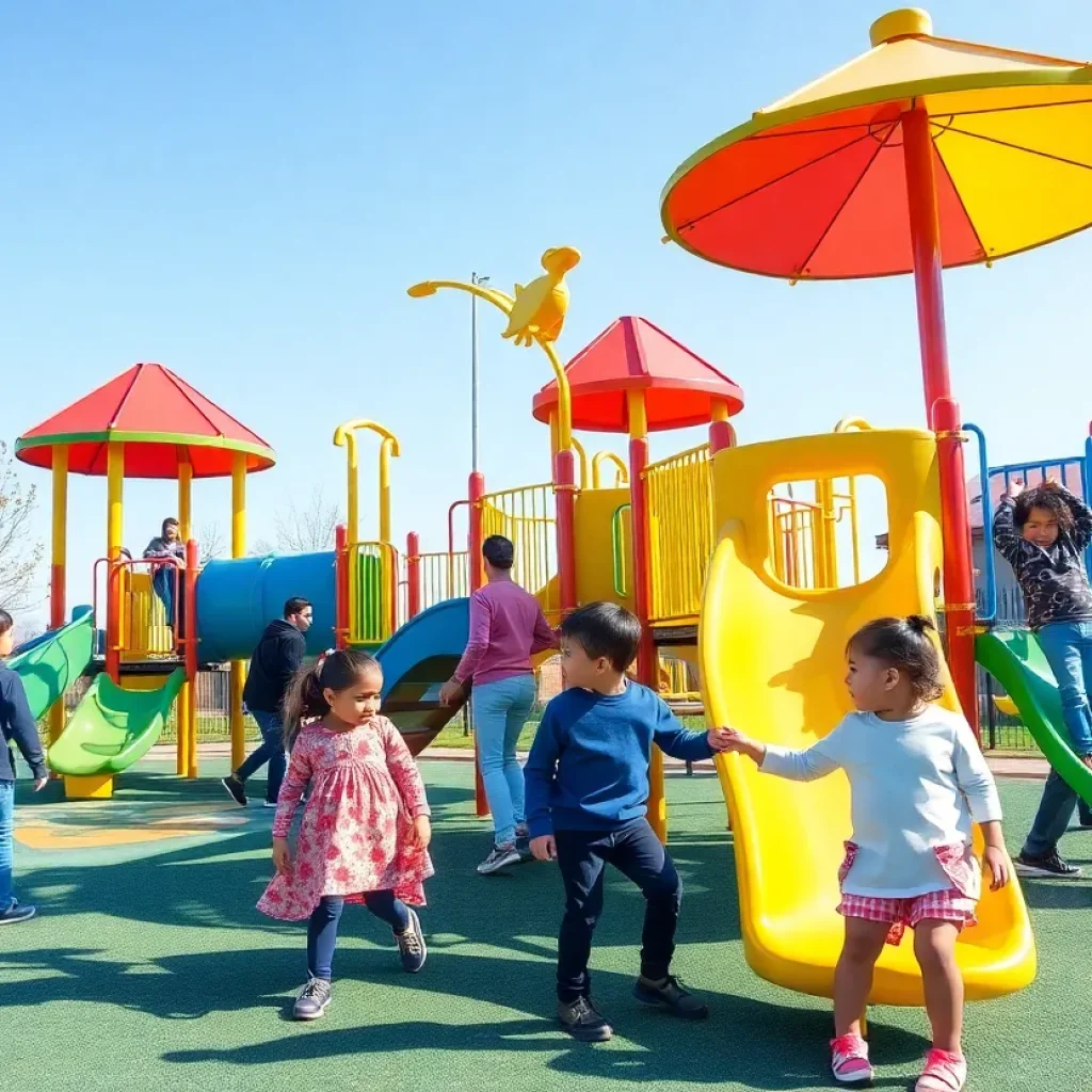 Children playing at the new accessible playground in Newport Beach