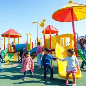 Children playing at the new accessible playground in Newport Beach