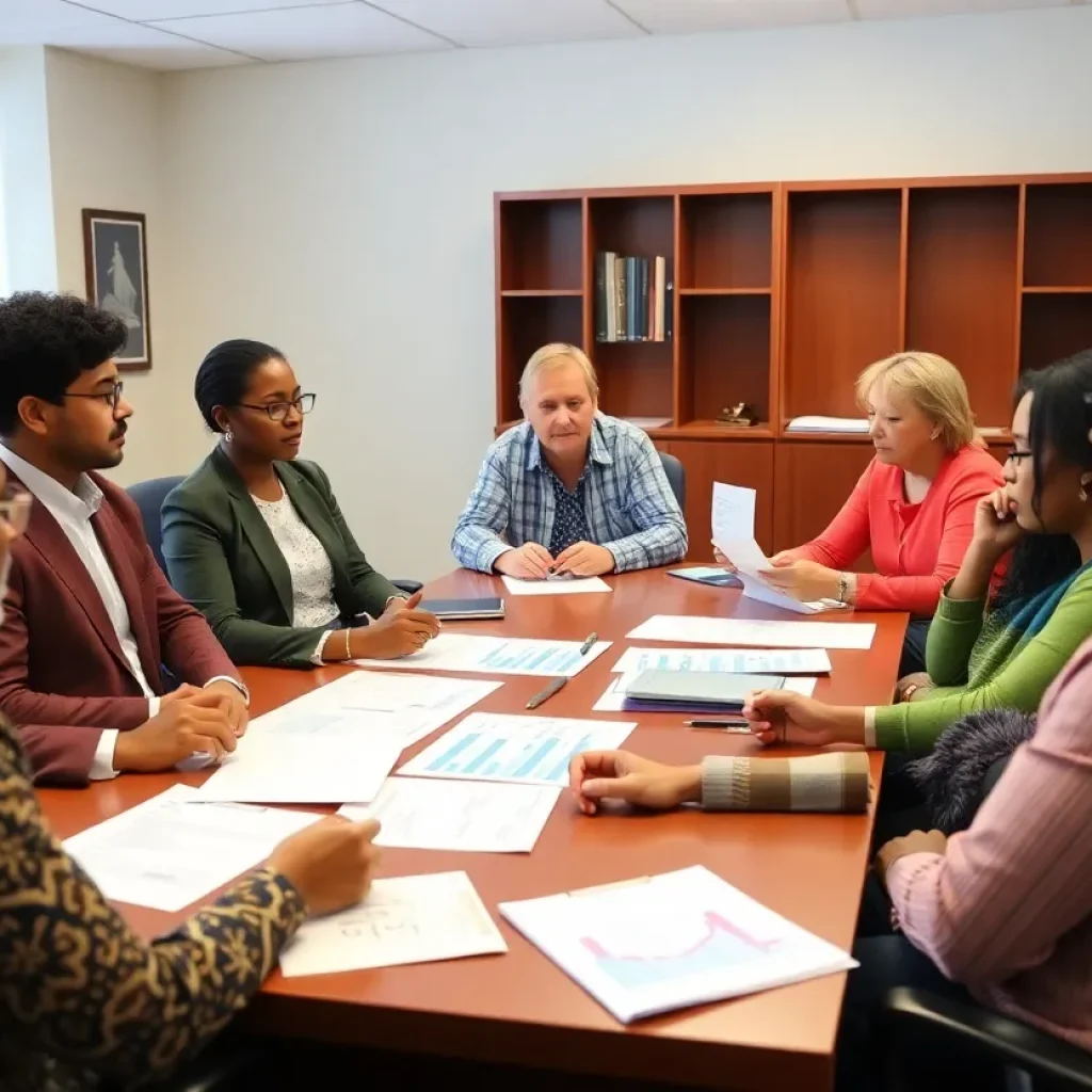 Community members discussing Orange County budget proposals
