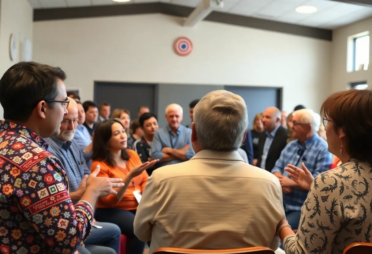 Community members engaged in political discussions