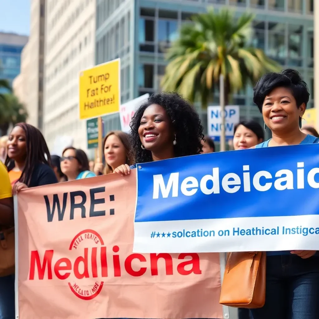 Community members gathering to support Medicaid funding in Orange County
