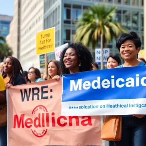 Community members gathering to support Medicaid funding in Orange County