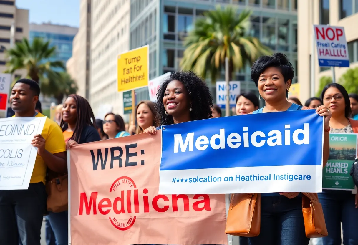 Community members gathering to support Medicaid funding in Orange County
