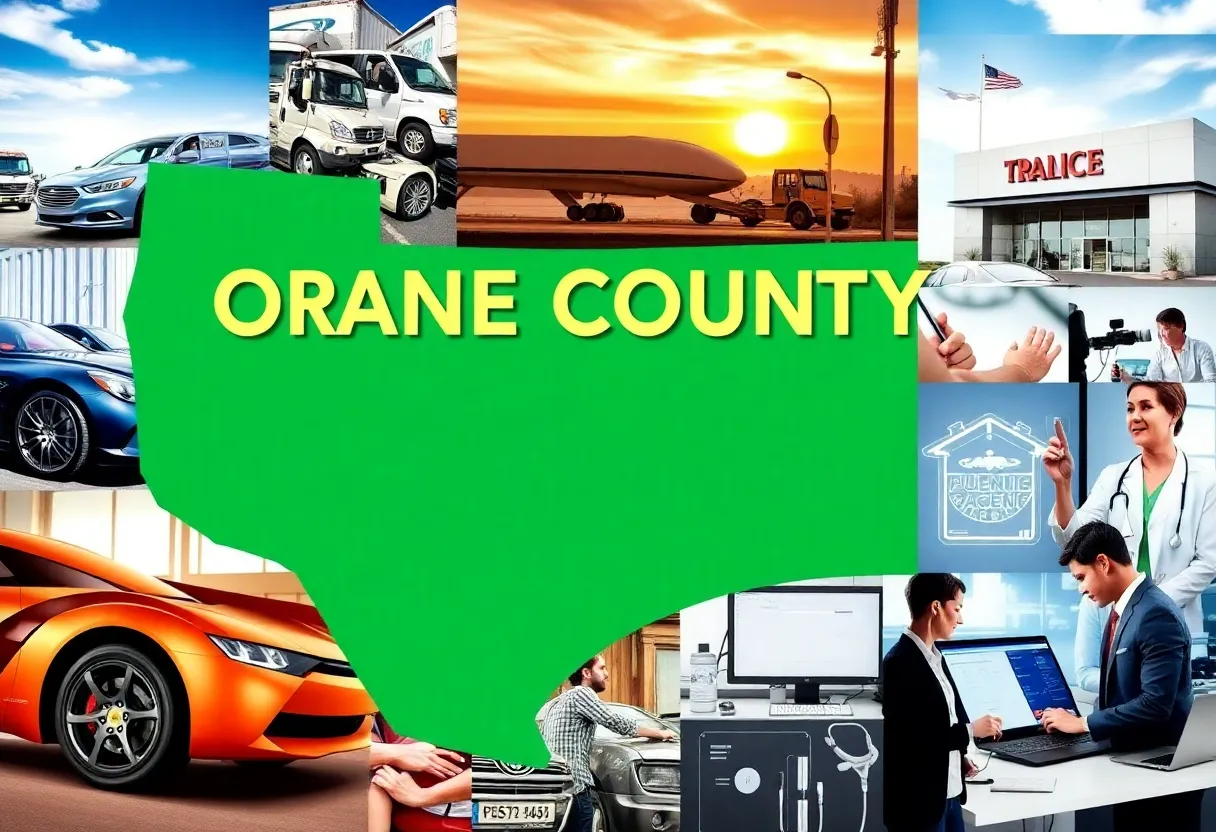 Collage depicting the effects of tariffs on various businesses in Orange County.