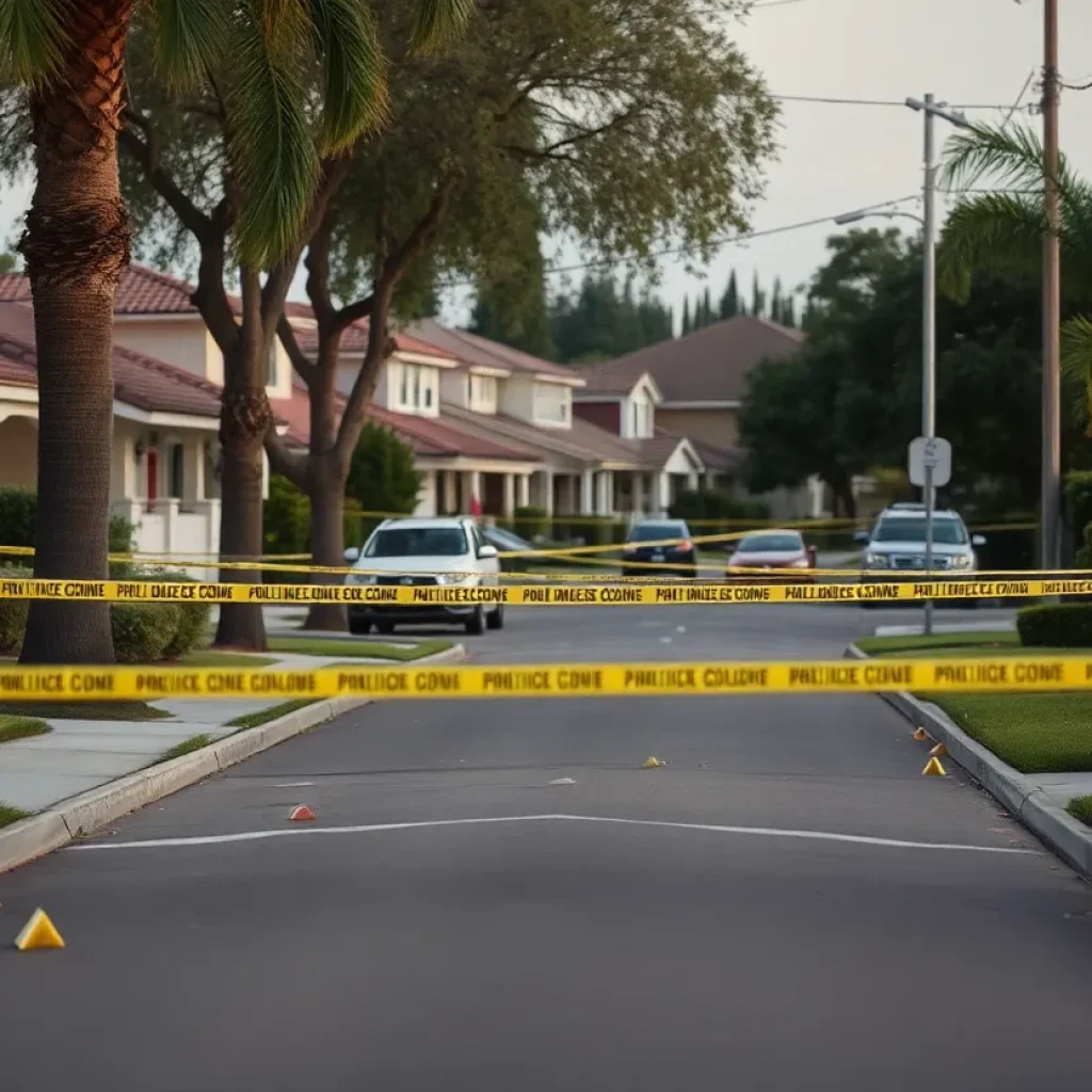 Police tape marking a crime scene in Orange, California after a tragic shooting